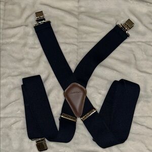 Men's Black Suspenders with Brown Leather Accent